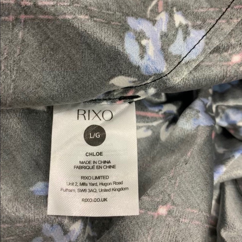 RIXO CHLOE FLORAL BLACK MIDI DRESS Size L - Picture 5 of 6